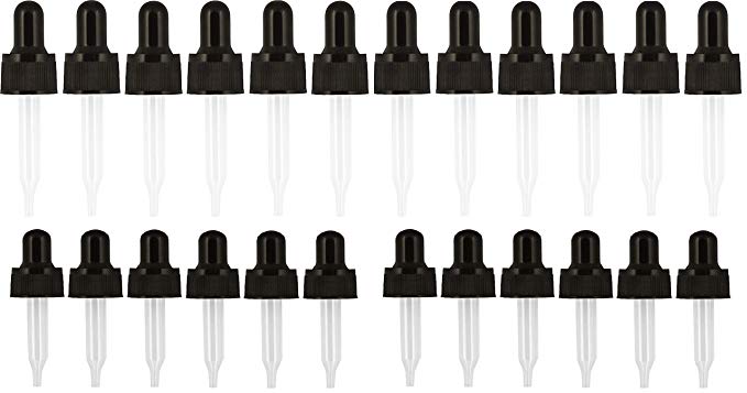Year of Plenty Eye Droppers for 5ml and 10ml/15ml Essential Oil Bottles | 12 for 5ml, 12 for 10ml/15ml | Black | Fits DoTERRA, YL, Aura Cacia, Rocky Mtn, Plant Therapy, Plant Guru, Edens Garden