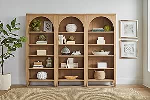 Martin Furniture Modern Wood Open Bookcase Wall, Office Shelving, Storage Cabinet, Light Brown