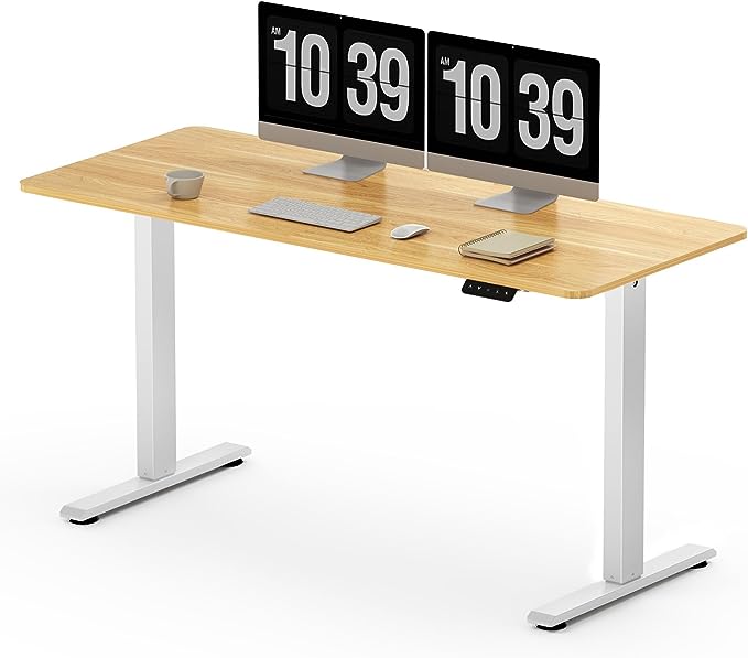 SANODESK Standing Desk Adjustable Height, 55x24 Inch Stand up Desk for Home Office Computer Desk with Memory Preset(55x28 Joint Boards,Maple)