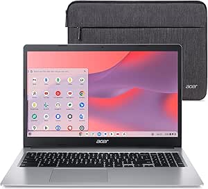 Acer Chromebook 315 CB315-3H-C0VT Laptop | Intel Celeron N4000| 15.6" HD (1366 x 768) Display | 4GB LPDDR4 | 128GB eMMC | Intel Wireless 802.11ac Gigabit Wi-Fi | Chrome OS | Sleeve | Pure Silver