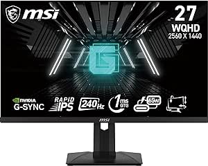 MSI G274QPX Écran PC Gaming 27" WQHD - Dalle Rapid IPS, 2560x1440, 240 Hz / 1ms GtG, 98% DCI-P3, HDR 400, PD Type-C 65W, G-Sync - DisplayPort 1.4a, HDMI 2.0b CEC