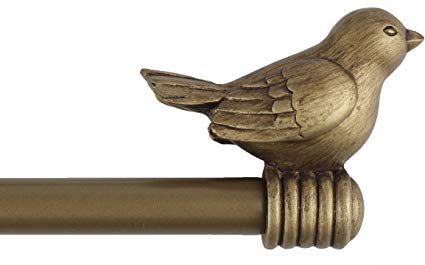 Urbanest 3/4-inch Bird Adjustable Curtain Rod, 28-inches to 48-inches, Renaissance Gold