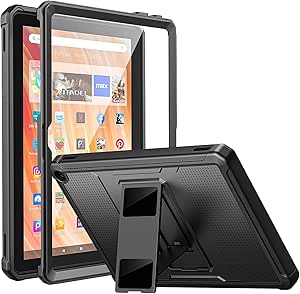 MoKo Case Fits HD 10 Tablet(13th Generation,2023 Release) 10.1"-[Heavy Duty] Full Body Rugged Cover Stand Case with Built-in Screen Protector, Black