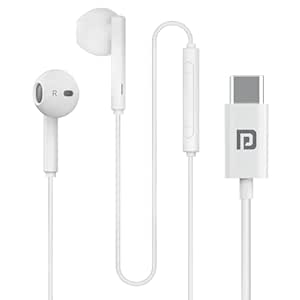 Portronics Conch Theta C in Ear Type C Wired Earphones with in Line HD Mic, Powerful Audio, 14.2mm Driver, Unique Earbuds Design, TPE Anti Tangle Wire, in line Controls, Wide Compatibility(White)