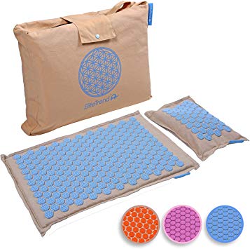 Back Massager Mat Pillow Set: Back and Neck Pain Acupressure Mats, Reflexology, Eco Natural Organic, 3 New Items Limited Time Price (Reg. $80) Help Sciatica, Triggers Point Acupuncture