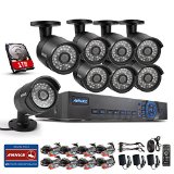 Annke New AHD 8CH 720P Security DVR Video Surveillance System 1TB HDD w 8 Weatherproof 720P 100ft Night Vision 36 IR LEDs IndoorOutdoor AHD High Quality Security Camera System P2P QR Code Scan Easy Remote Setup