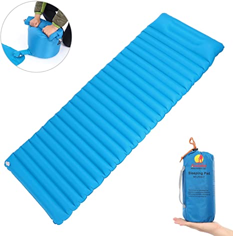 Andake Camping Mat, Ultralight Sleeping Mat with Pillow, Lightweight Compact Air Pad, Portable Folding Roll Mat for Hiking, Backpacking and Tent