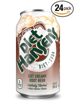 Diet Hansen's Soda (Diet Creamy Root Beer, 12 fl oz, Pack of 24)