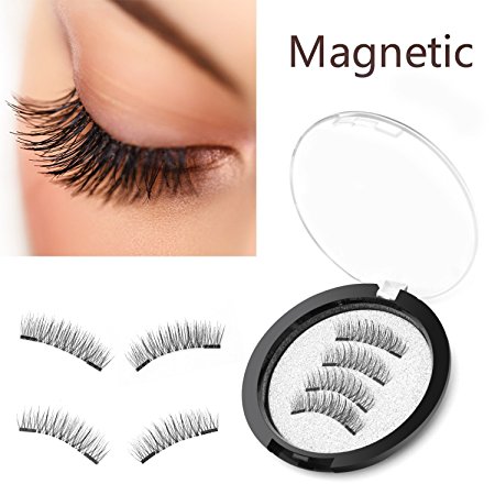 Qivange Magnetic False Eyelashes, Reusable 3D Fake Eyelashes No Glue Ultra-thin Handmade Natural False Eyelashes (Long Pattern)