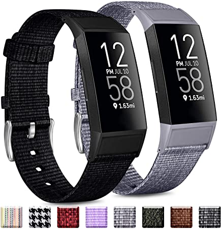 Vancle Woven Bands Compatible with Fitbit Charge 3 Bands and Fitbit Charge 4 Bands, Soft Woven Fabric Replacement Accessory Strap for Charge 4 Charge 3 Charge 3 SE Fitness Activity Tracker Men Women