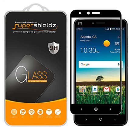 [2-Pack] Supershieldz for ZTE "Blade X Max" Tempered Glass Screen Protector, [Full Screen Coverage] Anti-Scratch, Bubble Free, Lifetime Replacement Warranty (Black)