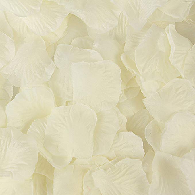 JUYO VONSAN 1000pc artificial Rose Petals Wedding Flowers Favors for you special wedding (Ivory)