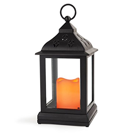 Bright Zeal Vintage Candle Lanterns with LED Flickering Flameless Candles (BLACK, 10" TALL, 8hr Timer, Battery Included) - Indoor Hanging Lights - Decorative Candle Lanterns 1201N