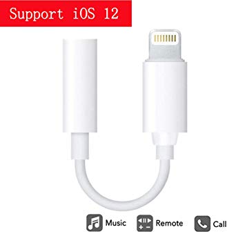 iPhone Adapter Headphone,iPhone Xs/XR/XS Max Headphone Adapter, Lightning to 3.5mm Headphone Jack Adapter Compatible with iPhone Xs/XR/XS Max/X/iPhone 7/7Plus/8/8Plus (Support iOS 11/12)