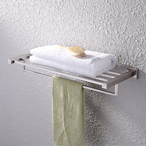 KES Bathroom Towel Shelf with Towel Bar (22 1/2 Inch) Rustproof Brushed Stainless Steel Wall Mount, A21010-2