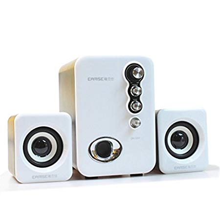 EARISE Q8 USB Powered 2.1 Stereo Computer Speakers with Subwoofer White
