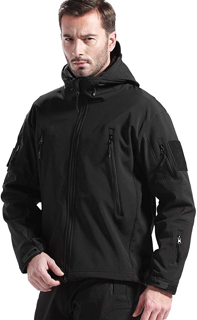 FREE SOLDIER Men's Fleece Lined Softshell Jacket Water Resistant Tactical Jacket