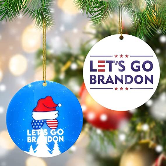 2Pack Lets GO Brandon Christmas Ornament, Lets GO Branson Ornaments, Funny Novelty Gift Xmas Tree Decorations Round Ornaments Hanging Ornaments(E)