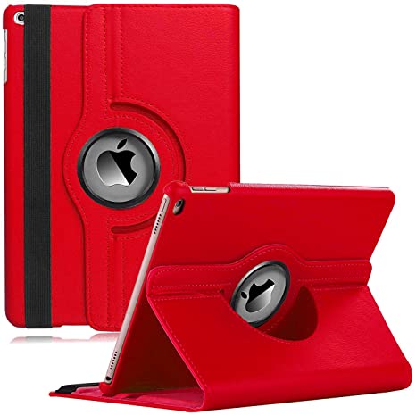 CenYouful iPad Case Fit 2018/2017 iPad 9.7 6th/5th Generation - 360 Degree Rotating iPad Air Case Cover with Auto Wake/Sleep Compatible with Apple iPad 9.7 Inch 2018/2017 (Red)