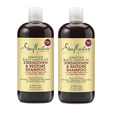 Shea Moisture Jamaican Black Castor Oil Strengthen & Restore Shampoo, 16.3 Oz, Pack of 2