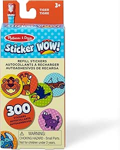 Melissa & Doug Sticker Wow!™ 300  Refill Stickers for Sticker Stamper Arts and Crafts Fidget Toy Collectibles – Tiger Safari Theme, Assorted (Stickers Only) Removable Stickers, Girls and Boys 3