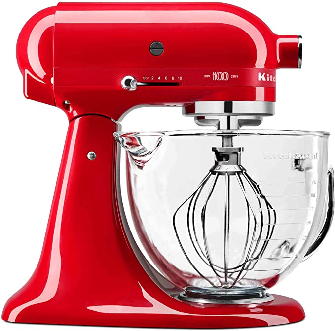 KitchenAid KSM180QHGSD Queen of Hearts Stand Mixer, 5 Qt, Passion Red