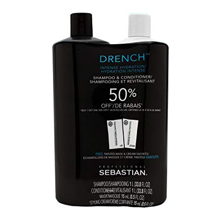 Drench Moisturizing Shampoo and Conditioner Liter Duo set 33.8 oz bySebastian proffetional comb Extra bonus