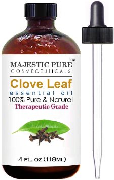 Clove Essential Oil from Majestic Pure Therapeutic Grade Oil is Extracted from Leaves Pure and Natural 4 fl oz