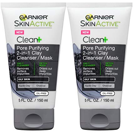 Garnier Skin Skinactive Men's Pore Purifying Charcoal Face Wash & Mask, 2 Count