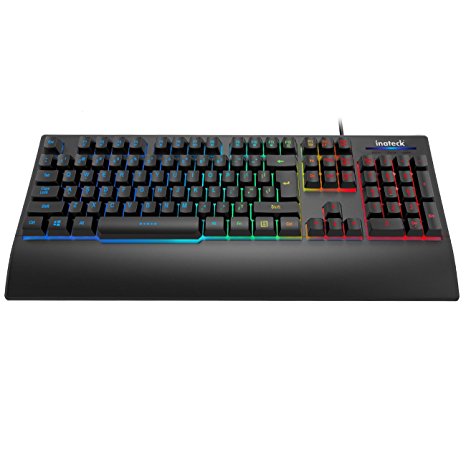 Inateck Mechanical Feel Wired Gaming Keyboard for PC with Cool colorful LED Backlit and Ergonomic Wrist Rest Pad Design