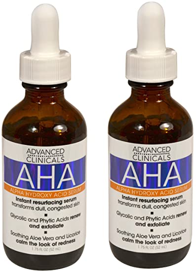 Advanced Clinicals AHA Alpha Hydroxy Acid Instant Resurfacing and Hydrating Serum 1.75 Fl Oz. (1.75oz) (Two - 1.75oz)