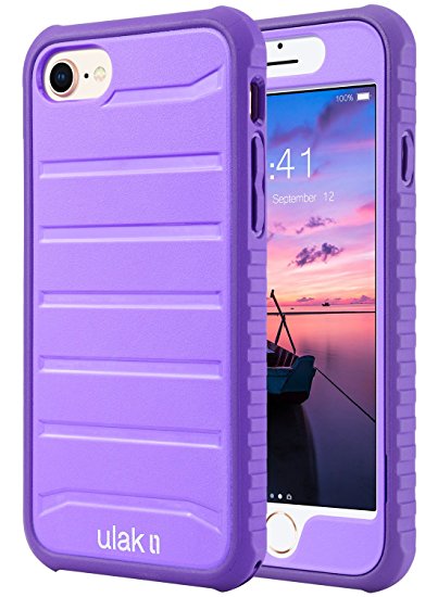 iPhone 8 Case, iPhone 7 Case, ULAK Slim Shockproof Flexible TPU Durable Anti-Slip Lightweight Front and Back Hard PC Defensive Protective Safe Grip Cover for Apple iPhone 7 / 8 4.7 inch Lavender