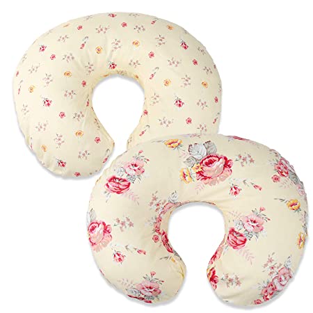 Onacosht Nursing Pillow Cover 2 Pack 100% Cotton Ultra Soft Snug Fits on Infant Breastfeeding Support Pillow Floral Pattern for Baby Girl