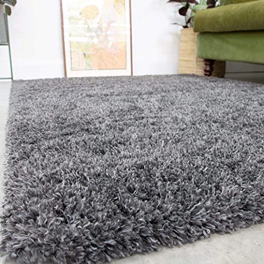 Modern Thick Slate Shaggy Area Rug Dark Grey Durable Super Soft Fluffy Shag Rugs Living Room Lounge Bedroom 121cm x 171cm