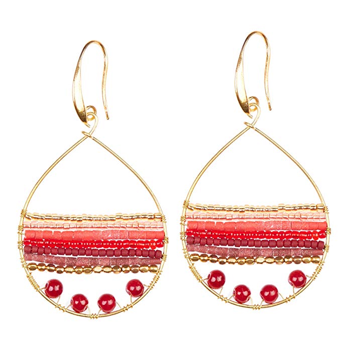 Boho Teardrop Earrings Multi-Colored Silver Gold Hoop Earings - Bohemian Jewelry for Women by Akitai