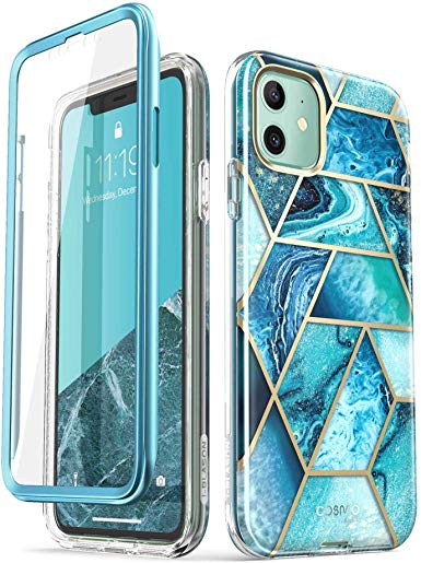 i-Blason Cosmo Series Case for iPhone 11 (2019 Release), Slim Full-Body Stylish Protective Case with Built-in Screen Protector, Ocean, 6.1''