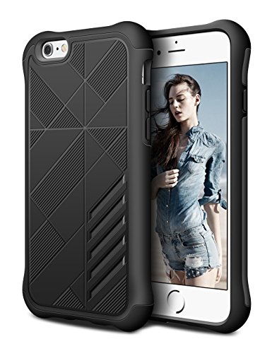 iPhone 6 case ,iPhone 6S case ,MiHua Dual Shield Shock Absorption Protective Heavy Duty Hybrid Cover Case For Apple iPhone 6 (4.7 Inch) (Black)