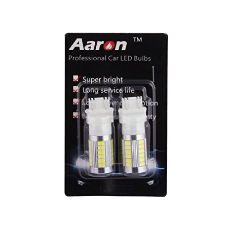 2PCS Aaron Pure White 3157 3156 3057 High Power 5730 33SMD LED Bulbs for Brake Tail Backup Reverse Lights