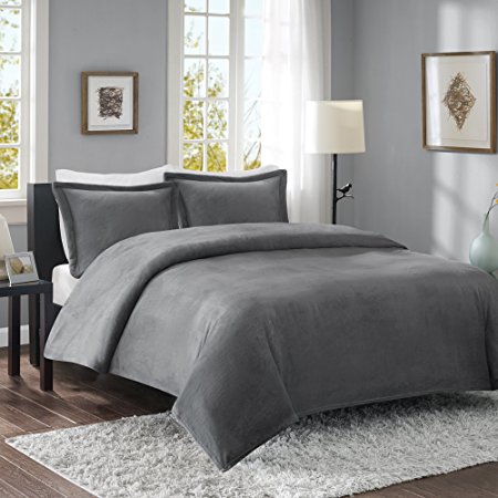 Comfort Spaces - Solid Microlight Blanket & Sham Set –Full/Queen size – Gray