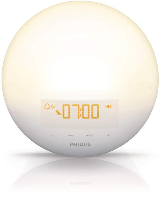 Philips Wake-Up Light with Sunrise Simulation Alarm Clock and Sunset Fading Night Light, White HF3510