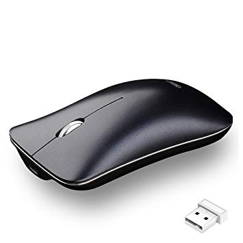 Wireless Mouse, YJan 2.4G Ergonomic Wireless Portable Slim Silent Optical Mice with USB Nano Receiver for Computer Laptop PC Chromebook Notebook and More-Black