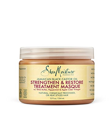 Shea Moisture Jamaican Black Castor Oil 13 oz. Strengthen, Grow & Restore Treatment Masque w/ Shea Butter, Peppermint & Keratin 12 oz. - Value Double Pack qty of 2 Each