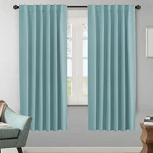 H.VERSAILTEX Blackout Curtains Thermal Insulated Window Treatment Panels Room Darkening Blackout Drapes for Living Room Back Tab/Rod Pocket Bedroom Draperies (2 Panels, Mineral Blue, 52 x 72 Inch)