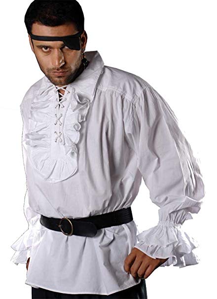 ThePirateDressing Pirate Medieval Renaissance Captain Charles Vane Shirt (in cotton) Costume C1011 [White]