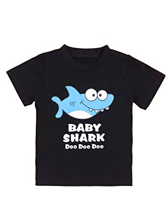 Newborn Baby Shark Song Doo Doo Doo Cute Short Sleeve Clothes for Boy Girl Infant Kids T-Shirt Black