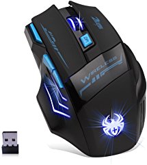 Wireless Optical Gaming Mouse, Lychee 2.4GHZ 4 DPI Adjustable USB Gaming Mice with Fire Key & Cool Breathing Light for PC LaptopMac,Windows 2000/XP/7/8/10/Vista