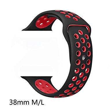 For Apple Watch 42mm Nike Sport Band, ZONEYILA Soft Silicone Quick Release Replacement Strap for Apple Watch Series 1 Series 2,iWatch Nike  (Black Red 38mm)