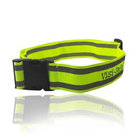 VisiSafe Reflective Belt For Safety-Elastic and Lightweight Recommended For Running Jogging Biking Walking Cycling-Yellow Reflective Band is Secure on Sports Gear or Clothing