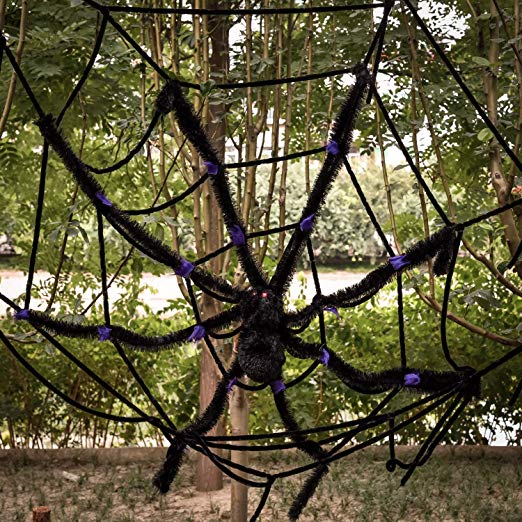 Halloween Decorations, 79 Inches Giant Halloween Spider with Spider web, Best Choice for Halloween Outdoor Decorations, Party Favor and Party Supplies