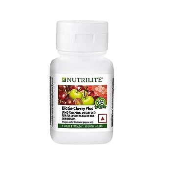 Nutrilite amway biotin cherry plus for skin hair and nails 60 Tablets (PACK OF 1)
